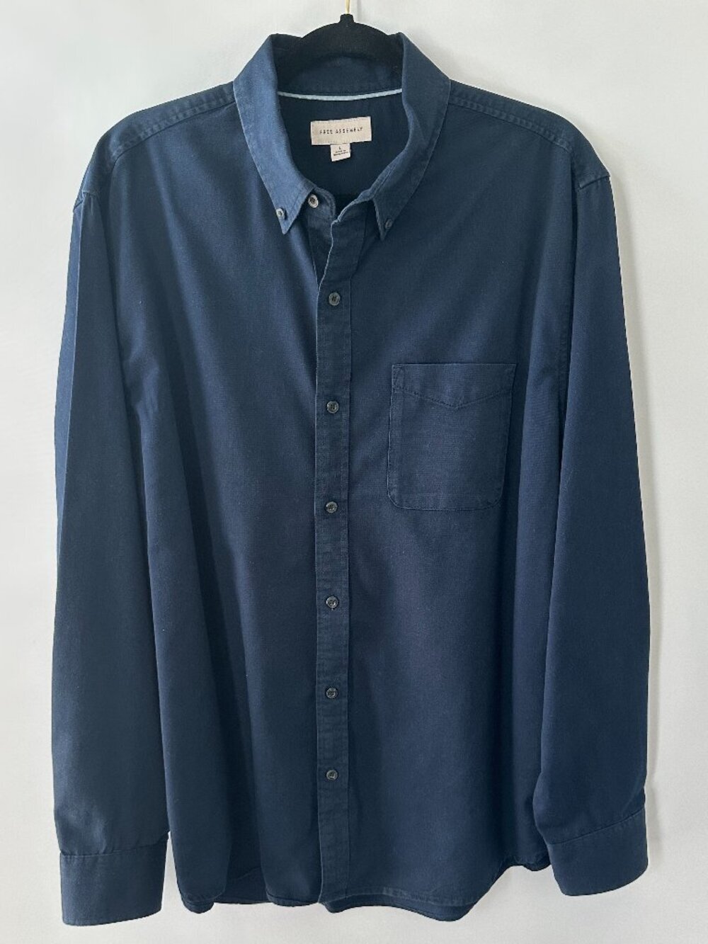 Free Assembly Navy Blue Large Men's Long Sleeve Shirt 100% Cotton